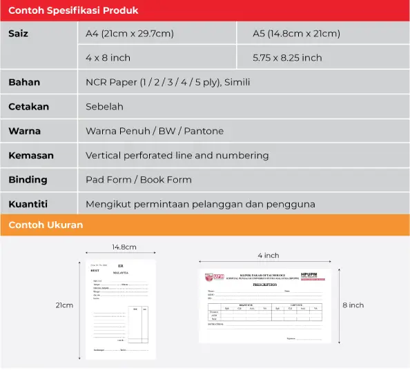 spesifikasi Buku Bill Resit